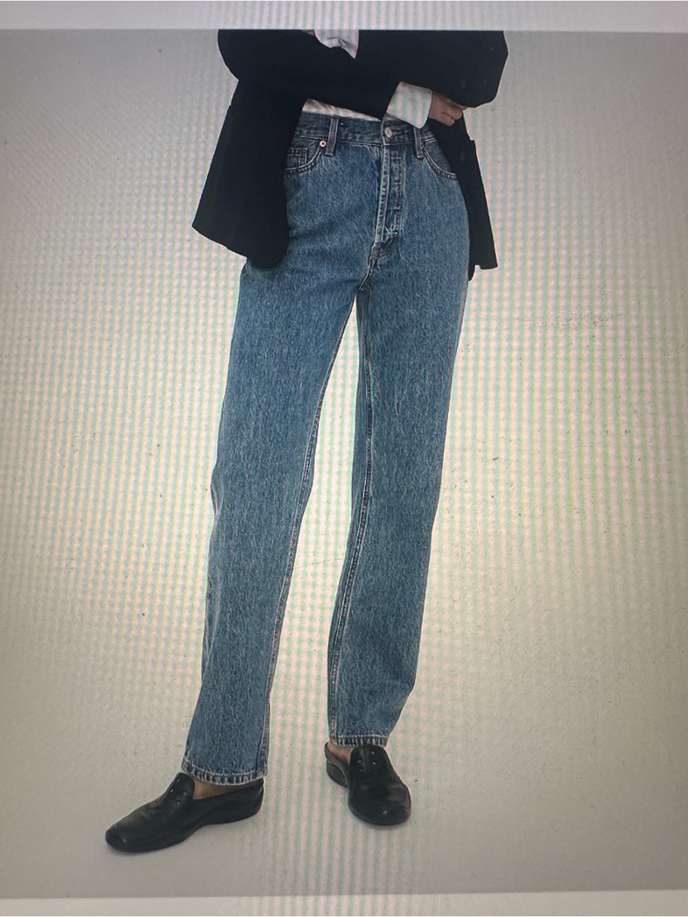 STILL HERE Women’s Straight Leg Jeans — Medium Blue